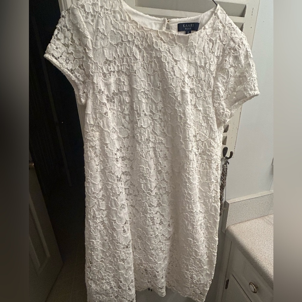 Kaari Blue dress white lace size 2 Easter, spring.